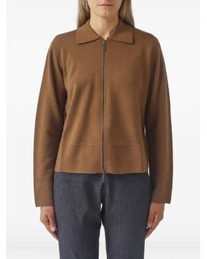 Max Mara Zip-Up Collared Cardigan - Brown
