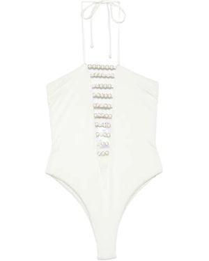 Mazzei Ring-Embellished Swimsuit - White