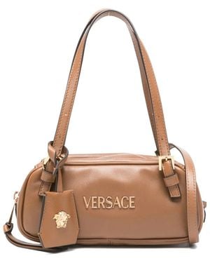 Versace Logo-Plaque Top-Handle Bag - Natural