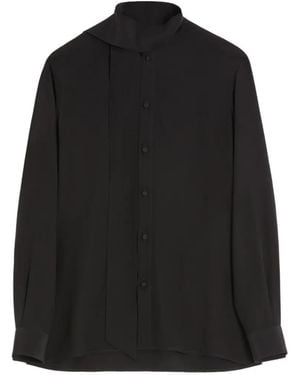 Valentino Garavani Crepe De Chine Silk Shirt With Scarf Collar - Black