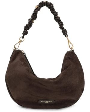 Gianni Chiarini Cleo Medium Suede Knotted-Strap Tote Bag - Black