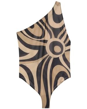 PUCCI Marmo Print One-Shoulder Bodysuit - Natural