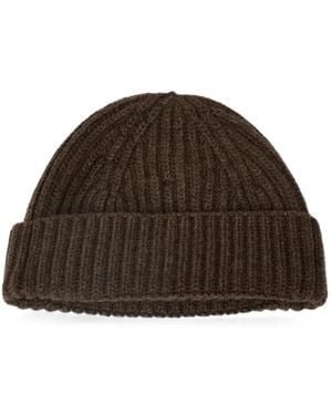 Aragona Ribbed-Knit Beanie Hat - Brown