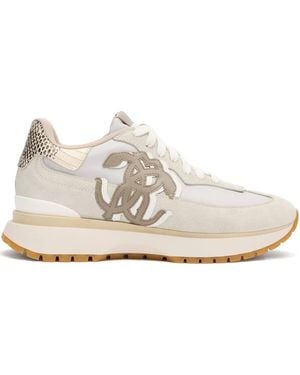 Roberto Cavalli Leather-Panelled Sneakers - White