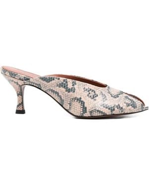 Lola Cruz Snakeskin-Pattern Sandals - White