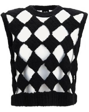 Rick Owens Open-Knit Diamond-Pattern Vest - Black