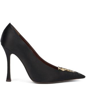 Roberto Cavalli Leaf-Detail Court Shoes - Black