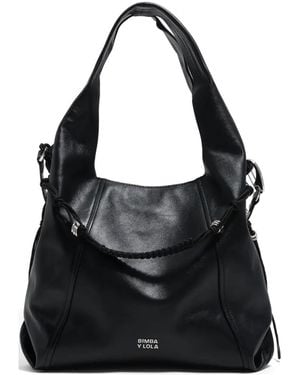 Bimba Y Lola Braided Strap Leather Shoulder Bag - Black