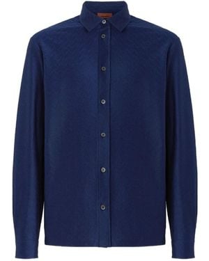 Missoni Chevron-Pattern Cotton Shirt - Blue