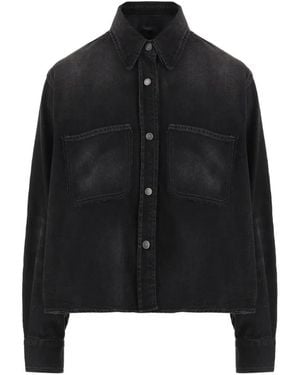 Haikure Faded-Effect Raw-Edge Shirt - Black