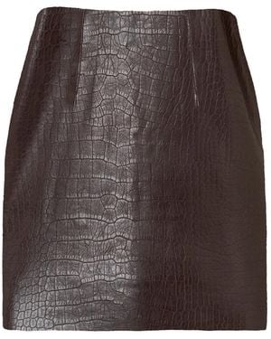 Wolford Getailleerde Mini-Rok Met Krokodillen-Reliëf - Bruin