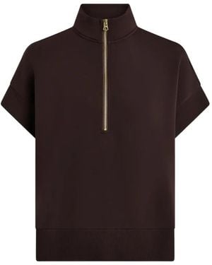 Varley Ritchie Short-Sleeve Quarter-Zip Sweatshirt - Brown