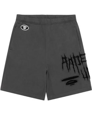 Aape By A Bathing Ape Aapeunvs Embroidered-Logo Shorts - Black