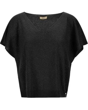 Herno Ribbed V-Neck Knit Top - Black
