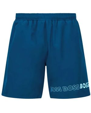 HUGO Badeshorts Mit Logo-Print - Blau