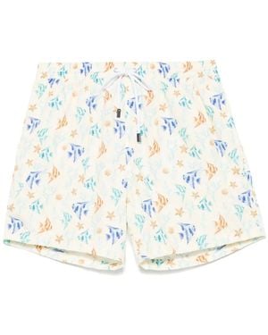 Barba Napoli Printed Swim Shorts - White