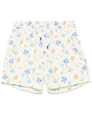 Barba Napoli Printed Swim Shorts - White