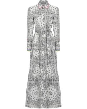 MC2 Saint Barth Jensen Paisley-Print Tiered Maxi Dress - Grey