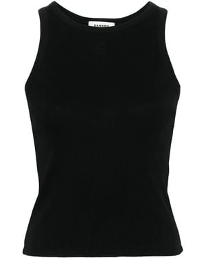 Sandro Logo-Embroidered Ribbed Tank Top - Black