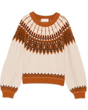 iBlues Crystal-Embellished Jacquard-Knit Jumper - Natural
