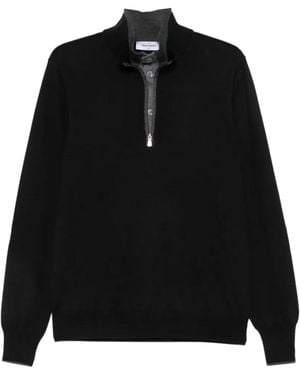 Gran Sasso Quarter-Zip Mock-Neck Jumper - Black