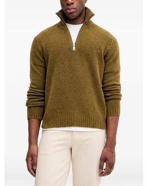 Sisley Zip-Up Roll-Neck Jumper - Green