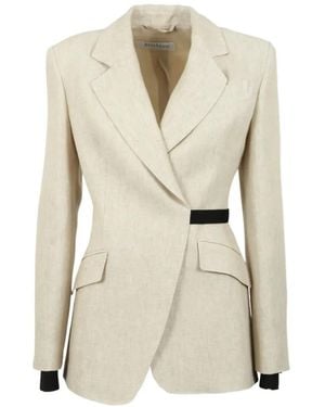 Max Mara Belted Peak-Lapel Blazer - Natural