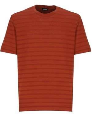 ZEGNA Striped Crew-Neck T-Shirt - Red