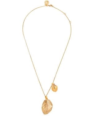 Goossens Leaves-Charm Necklace - Metallic