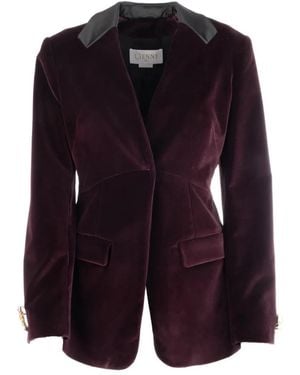 Genny Velvet Pleated-Back Blazer - Blue