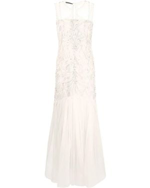 Alberta Ferretti Sheer-Panel Evening Gown - Natural
