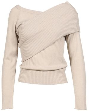 BOHEMSEO One-Shoulder Ribbed Jumper - Natural