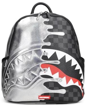 Sprayground Checkerboard Shark-Mouth Backpack - Gray