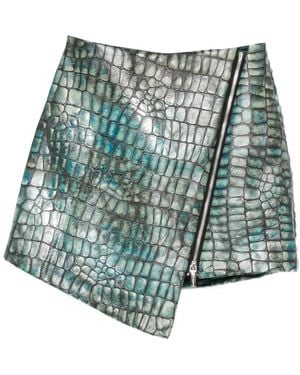 MITILIANE COUTURE Embossed Leather Croc Effect Skirt - Blue