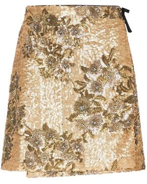 Maliparmi Gonna A Fiori Con Paillettes - Neutro