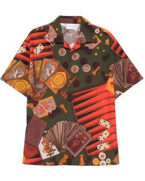 Drole de Monsieur Casino Patterned Short-Sleeve Shirt - Red