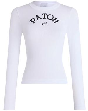 Patou Logo-Print Long-Sleeve T-Shirt - White