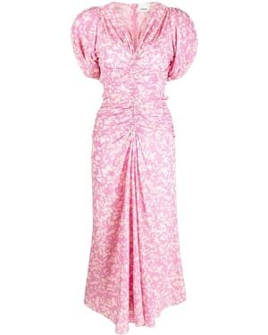 Isabel Marant Stretch Printed Silk Dress - Pink