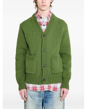 AURALEE Front-Pocket Knitted Cardigan - Green