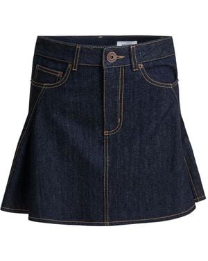 McQueen Flared Denim Skirt - Blue