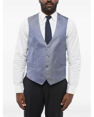 Corneliani Button-Down Silk Waistcoat - Blue