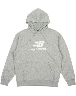 New Balance Nb Essentials Stacked Logo Po Hoodie - Grey