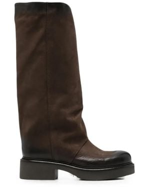 METISSE Leather Pull-On Boots - Black