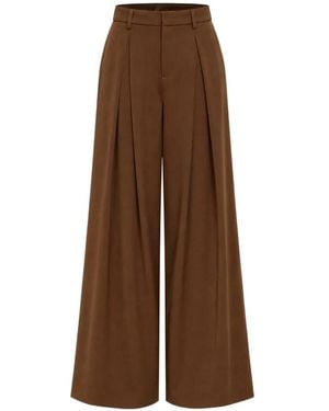 Isabelle Blanche Pleated Palazzo Trousers - Brown