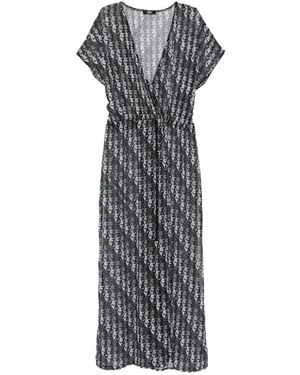 KARL LAGERFELD Monogram-Print Maxi Dress - Grey