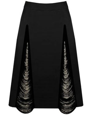 Contessa Mills Madeleine Fringe-Detail Skirt - Black