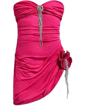 Area Crystal-embellished Draped Mini Dress - Pink