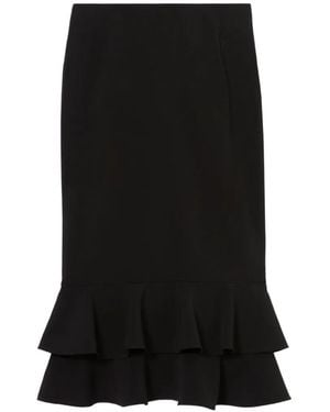 Claudie Pierlot Flared Ruffled Midi Skirt - Black