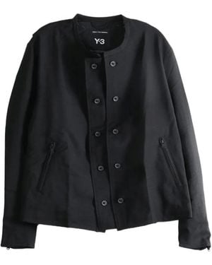 Y-3 Double-Breasted Collarless Jacket - Black
