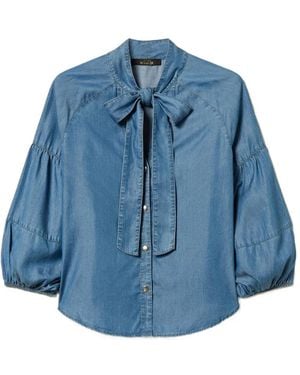 Twinset Balloon-Sleeved Denim Shirt - Blue
